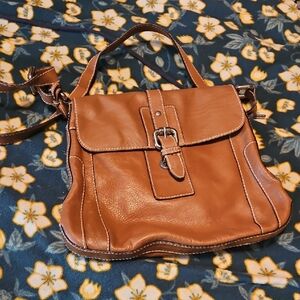 Fossil Tan Leather Crossbody Bag